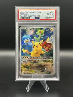 PSA 10 GEM MINT Pikachu Paldea Evolved ETB 027 SVP 2023 Black Star Promo Card - Image 1