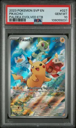 PSA 10 GEM MINT Pikachu Paldea Evolved ETB 027 SVP 2023 Black Star Promo Card - Image 3