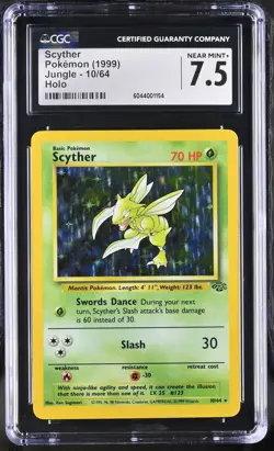 CGC 7.5 Scyther 1999 Jungle 10/64 Holo Pokemon Card psa - Image 1