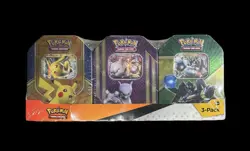 Pokemon Collectible Trading Card Tins Three Pack Factory, Sealed New - Image 1