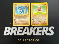 1999 Base Set Vintage Pokemon 2 Card Lot: Holo 1st Edition Machamp & Hitmonchan - Image 1
