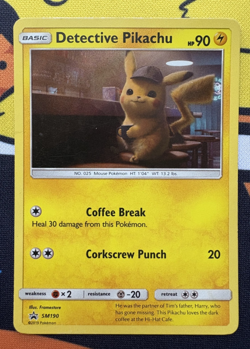 Pokemon TCG - Detective Pikachu Card - Sun & Moon Promo Holo SM190 - LP+ - Image 1