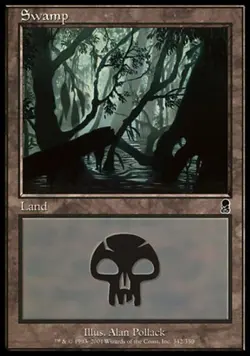 MTG Swamp (342) - Foil, Odyssey, Heavily Played, English - Image 1