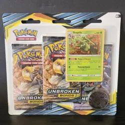 SM Unbroken Bonds Sceptile 3 Booster Pack Blister Sealed Pokemon Sun & Moon 2019 - Image 1