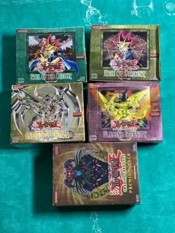 YUGIOH! Set of 5 GX Boxed SOD RDS CDIP FET PP01 1st Edition OPEN BOX EMPTY - Image 1