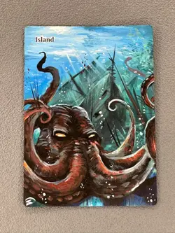 Island Basic Land MTG Hand Painted Borderless Extended Full Altered Octopus Art - Image 1