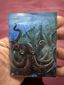 Island Basic Land MTG Hand Painted Borderless Extended Full Altered Octopus Art - Image 2