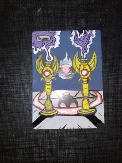 Mtg Hand Painted Altered Art Swamp Witchcraft Artwork Magic The Gathering - Image 1