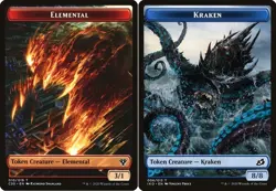 Hero Deal, English - 4 x MTG Elemental Token - 010 // Kraken Token Commander 202 - Image 1