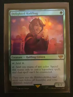 Wizards 2023 MTG Lord of the Rings Delighted Halfing Trading Card FOIL - Image 1