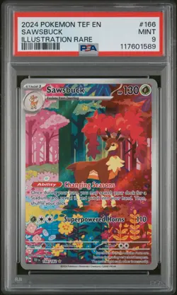 2024 Pokemon Tef En-Temporal Forces Sawsbuck #166 PSA 9 - Image 1