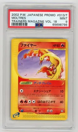 Pokemon Card Moltres 013/T Trainers Magazine Vol. 18 PSA 9 MINT - Image 1