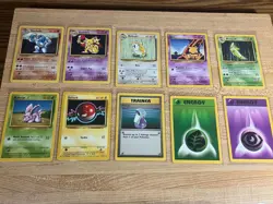 1999 Pokemon Base Set Mixed Lot of 10 Cards+ Bonus 6 1996 Japanese Pocket Rocket - Image 2