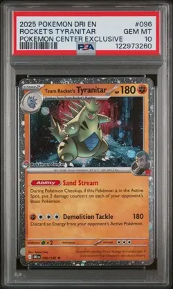 PSA 10- Rocket's Tyranitar Pokemon Center Promo Card 096 Pokemon Center Stamped - Image 1