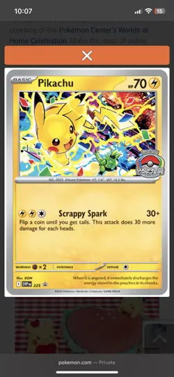 Pikachu SVP 225 World Championships (2025) Black Star Promo Pokemon TCG NM/M - Image 3