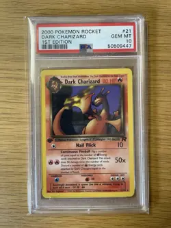2000 Pokemon Team Rocket 1st Edition Dark Charizard PSA 10 - Image 1