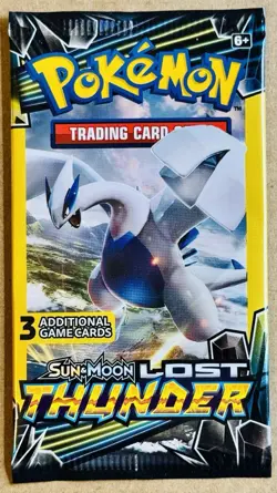 POKEMON SUN & MOON LOST THUNDER 3-CARD MINI BOOSTER PACK LUGIA PACK ART NEW QTY - Image 1