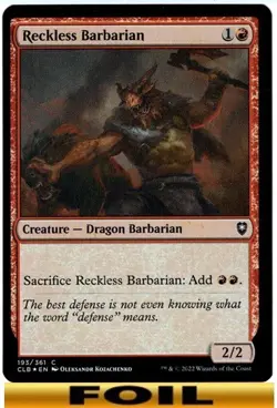 1x - Reckless Barbarian - FOIL - Commander Legends: Baldur's Gate - NM MTG - Image 1