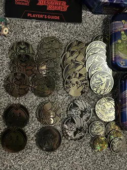 Assorted Lot of Pokemon TCG Tins, ETB, Pins, Coins, Dice, 151 Poster EMPTY - Image 3