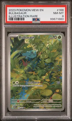 2023 POKEMON MEW EN-151 ILLUSTRATION RARE #166 BULBASAUR PSA 8 - Image 1