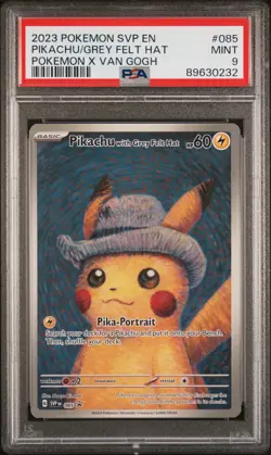 PSA 9 2023 POKEMON VAN GOGH PIKACHU WITH GREY FELT HAT BLACK STAR PROMO SVP 085 - Image 1