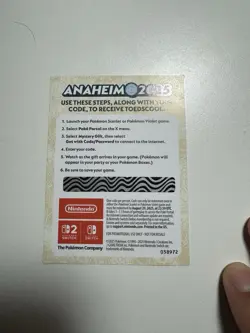 Pokemon World Championship Anaheim 2025 Toedscool Code Scarlet or Violet Game - Image 2