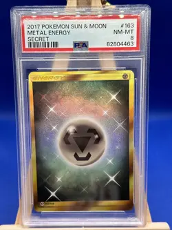 Metal Energy PSA 8 NM-MT #163 Secret Sun & Moon 2017 Pokemon Card TCG - Image 1