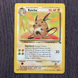 Raichu 29/62 Fossil Unlimited Rare MP Regular Pokemon Card Vintage WOTC Pokemon - Image 1