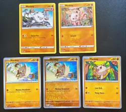 Pokemon Mankey Bundle - 5 Cards (1 Rev holo) - Near Mint Condition - Image 1