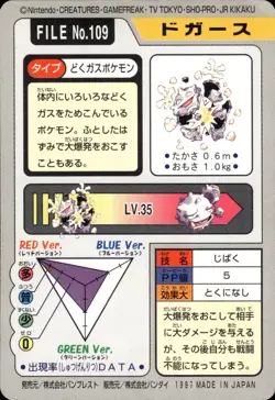 Koffing Carddass 1997 Vintage Pokemon Pocket Monsters Vending Card B59 - Image 2