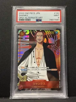 Shanks OP01-120 SEC ONE PIECE Card Game Romance Dawn Japanese PSA 9 - Image 1