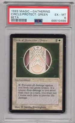 CIRCLE of PROTECTION: GREEN #12 MAGIC MTG BETA PSA #66610466 GRADED EX-MT 6 1993 - Image 1
