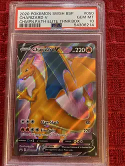 2020 Champions Path Black Star Promo Charizard V SWSH 50 Pokemon Card PSA 10 - Image 1