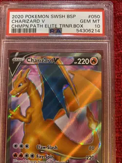 2020 Champions Path Black Star Promo Charizard V SWSH 50 Pokemon Card PSA 10 - Image 2