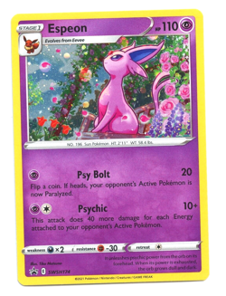 SWSH174 Espeon Black Star Promo Card - Pokemon TCG Cosmos Holo - NM* - Image 1