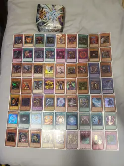 Yu-Gi-Oh! 63 Card Lot with Tin Ultra, Secret Rare Holo Retro Old Cards Blue Eyes - Image 1