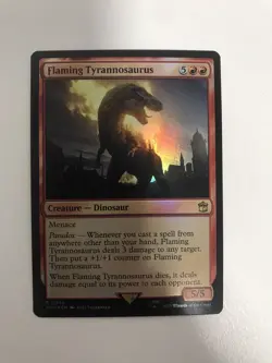 Flaming Tyrannosaurus Foil MTG Magic the Gathering Card NM Near Mint WHO - Image 1