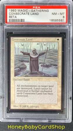 MTG Limited Edition Beta 1993 Consecrate Land PSA 8 NM/MT Old School 93/94 - Image 1