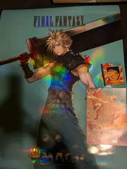 MTG Final Fantasy Lot Cloud Foil Promo Art Poster Chocobo Racing Pin And Card - Image 1