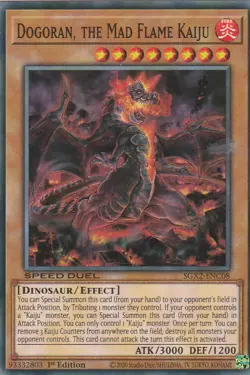 YUGIOH CARD DOGORAN THE MAD FLAME KAIJU SGX2-ENC08 1ST EDITION - Image 1