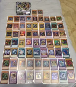 Yu-Gi-Oh! 65 Card Lot with Tin Secret, Ultra Rare Holos Lot Old Retro Blue eyes - Image 1