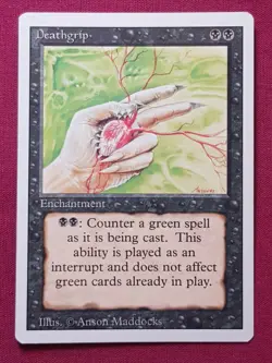 Magic The Gathering REVISED DEATHGRIP black card MTG - Image 1