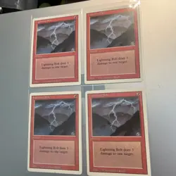 MTG x4 Lightning Bolt Revised 3rd Edition Common Magic The Gathering Card Lot - Image 1