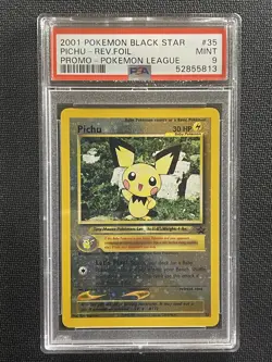 Pokemon Card PSA 9 Pichu Rev Foil Pokemon League 1999 Black Star Promo #35 - Image 1