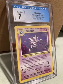 Pokemon Card - ERROR Haunter 6/62 Fossil Holo Rare Blue Ink Smear Stain MISPRINT - Image 1