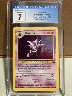 Pokemon Card - ERROR Haunter 6/62 Fossil Holo Rare Blue Ink Smear Stain MISPRINT - Image 2