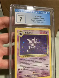 Pokemon Card - ERROR Haunter 6/62 Fossil Holo Rare Blue Ink Smear Stain MISPRINT - Image 3