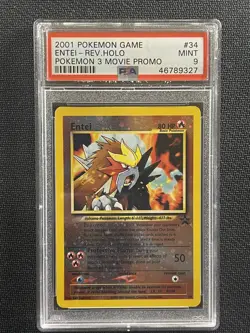 Pokemon Card PSA 9 Entei Holo Base Set 1999 Black Star Promo #34 - Image 1