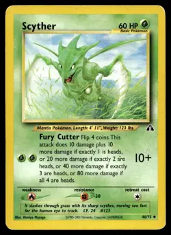Scyther 46/75 Pokemon Card Neo Discovery Uncommon 60 HP Near Mint E10 - Image 1