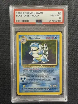 Pokemon Card PSA 8 Blastoise Holo Base Set 1999 Ultra Rare 2/102 - Image 1